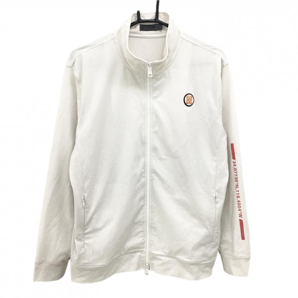 【美品】ジーフォア ジャケット アイボリー系 ストレッチ バックプリント ロゴオレンジ  メンズ 2(L) ゴルフウェア G/FORE ゴルフ 【美品】ジーフォア ジャケット アイボリー系 ストレッチ