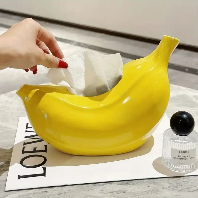 おもしろ雑貨 オブジェ ティッシュボックス ティッシュケース バナナ イエロー プレゼント ギフト ユニーク 北欧 おしゃれ かわいい キュー