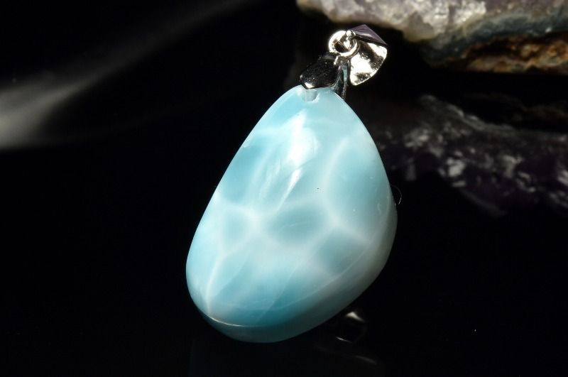 アクセサリー 【1点物】AAA☆亀甲模様シルバー925 ラリマー 21x14mm