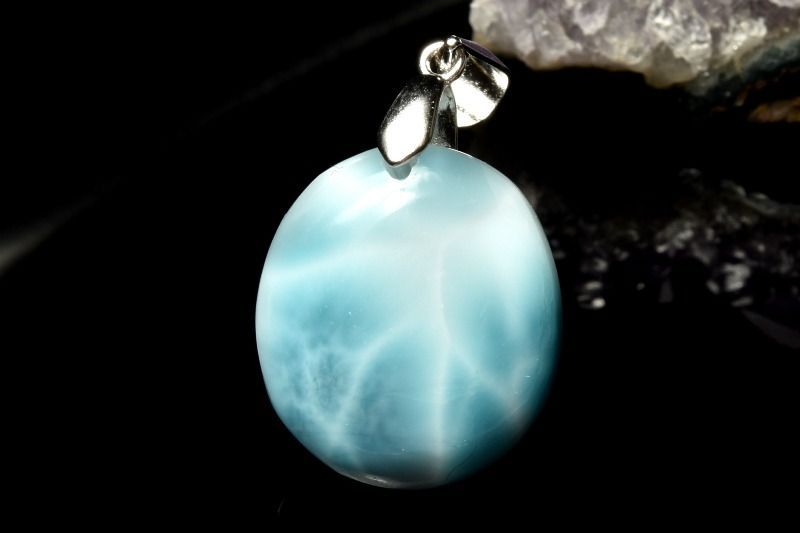 1点物】AAA亀甲模様シルバー925 ラリマー 18x16mm オーバル 