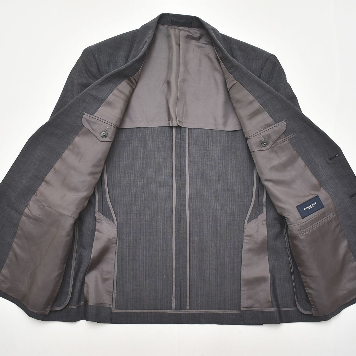 高級 BURBERRY バーバリー 2B ストライプ スーツ セットアップ BURBERRY - BURBERRY バーバリー ストライプ柄 2B シングル ジャケット