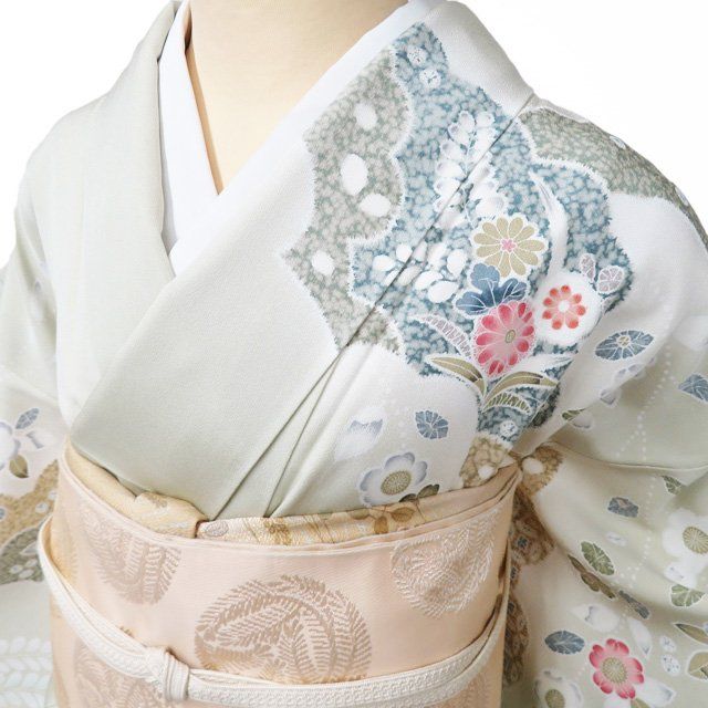 訪問着 着物 中古 正絹 袷 フォーマル 花の図 裏葉柳色 多色 金 身丈164cm 裄66cm L きもの北條 A1353-6 訪問着 着物 中古 正絹 袷 フォーマル 花の図 裏葉柳色 多色 金 身丈