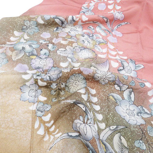 訪問着 着物 中古 正絹 袷 フォーマル 花の図 辻が花 東雲色 多色 金 身丈158cm 裄64cm M きもの北條 A1353-5 訪問着 着物 中古 正絹 袷 フォーマル 花の図 辻が花 東雲色 多色 金