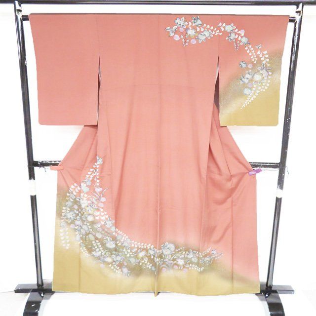 訪問着 着物 中古 正絹 袷 フォーマル 花の図 辻が花 東雲色 多色 金 身丈158cm 裄64cm M きもの北條 A1353-5 訪問着 着物 中古 正絹 袷 フォーマル 花の図 辻が花 東雲色 多色 金