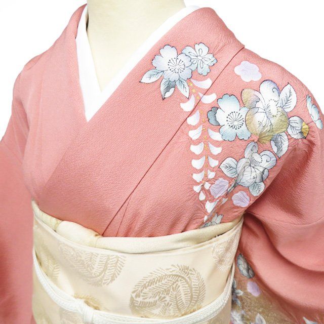 訪問着 着物 中古 正絹 袷 フォーマル 花の図 辻が花 東雲色 多色 金 身丈158cm 裄64cm M きもの北條 A1353-5 訪問着 着物 中古 正絹 袷 フォーマル 花の図 辻が花 東雲色 多色 金