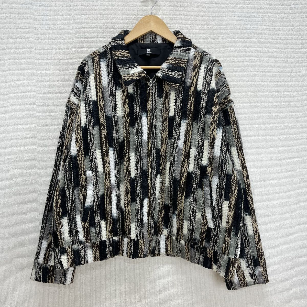 CAMBIO カンビオ Stripe Mix Knit Zip Up Blouson ストライプ ミックス 