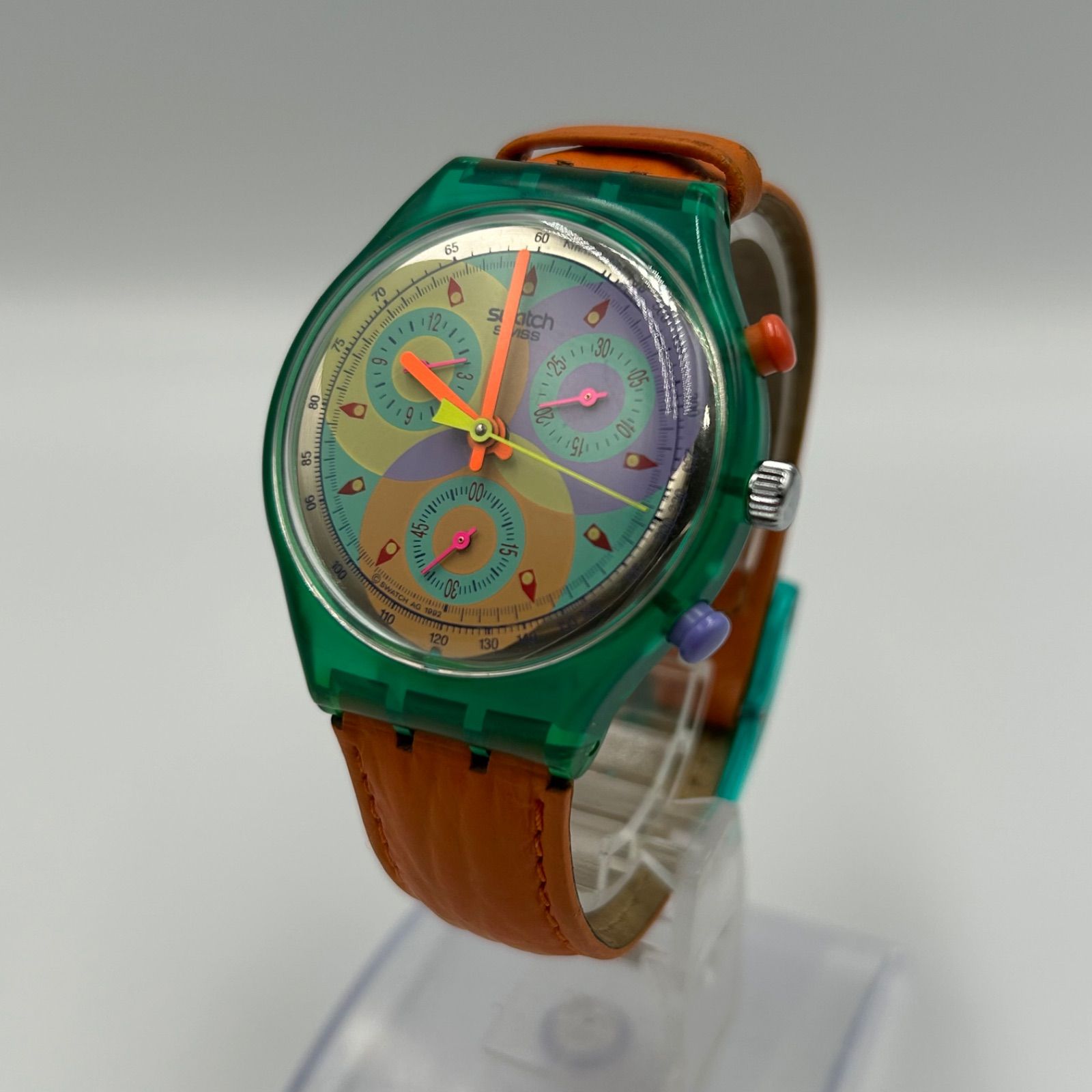 ジャンク品】SWATCH スウォッチ クロノグラフ カラフル グリーン 