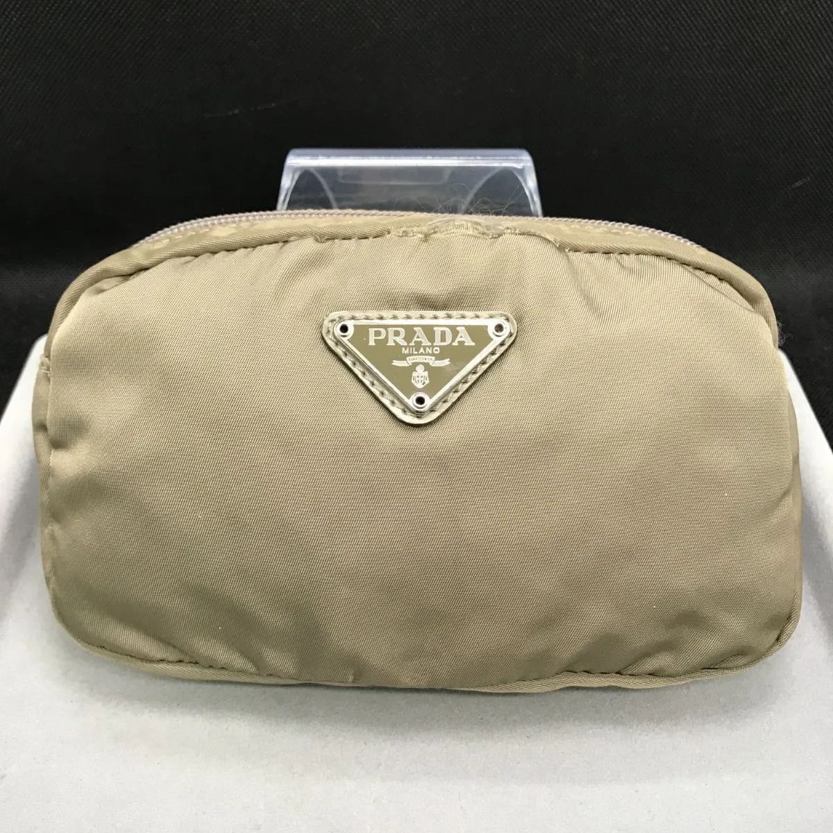 PRADA プラダ ポーチ 三角ロゴ テスートナイロン ライトカーキ系 1734 