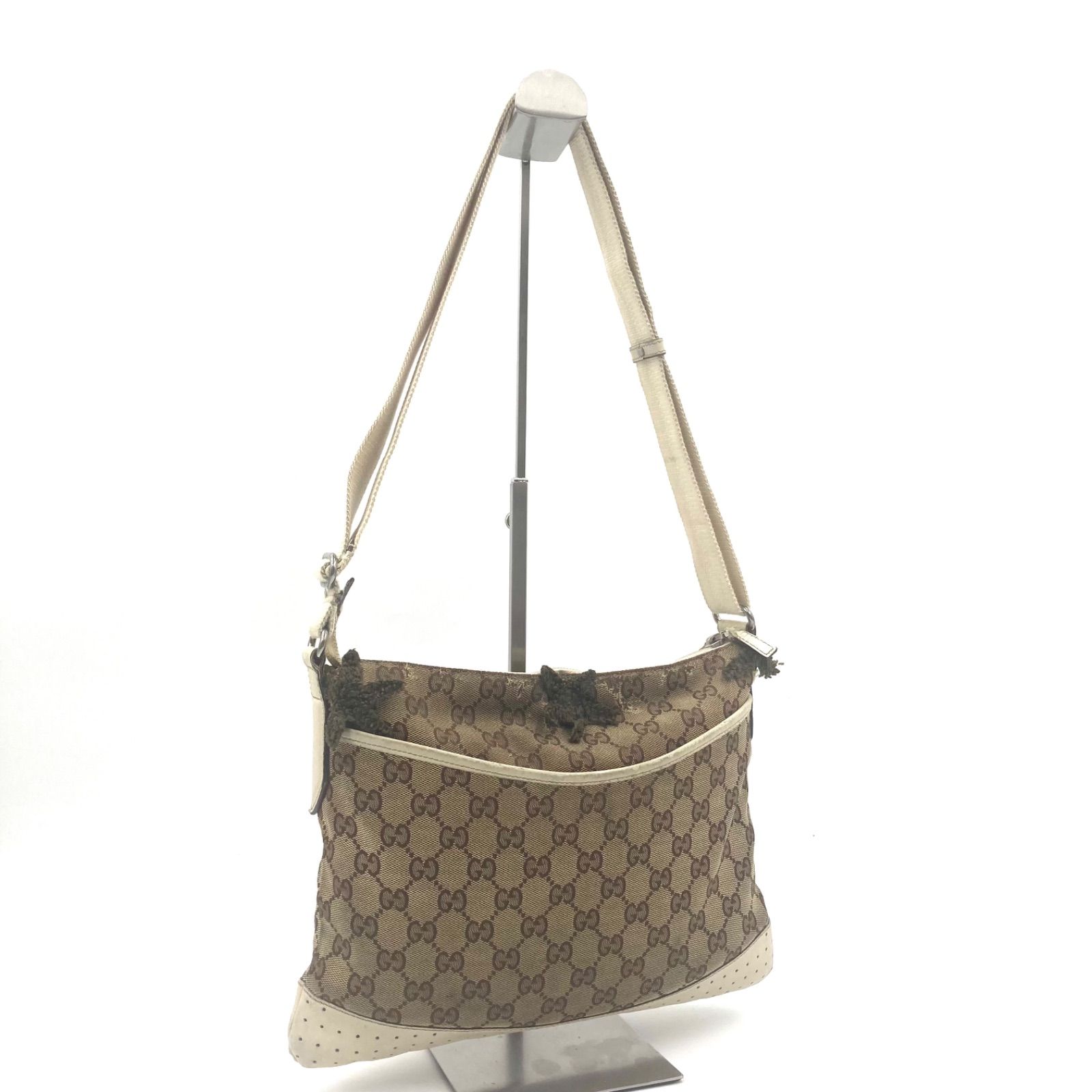 □希少□GUCCI グッチ GGキャンバス×レザー 花柄アップリケ付きワン 