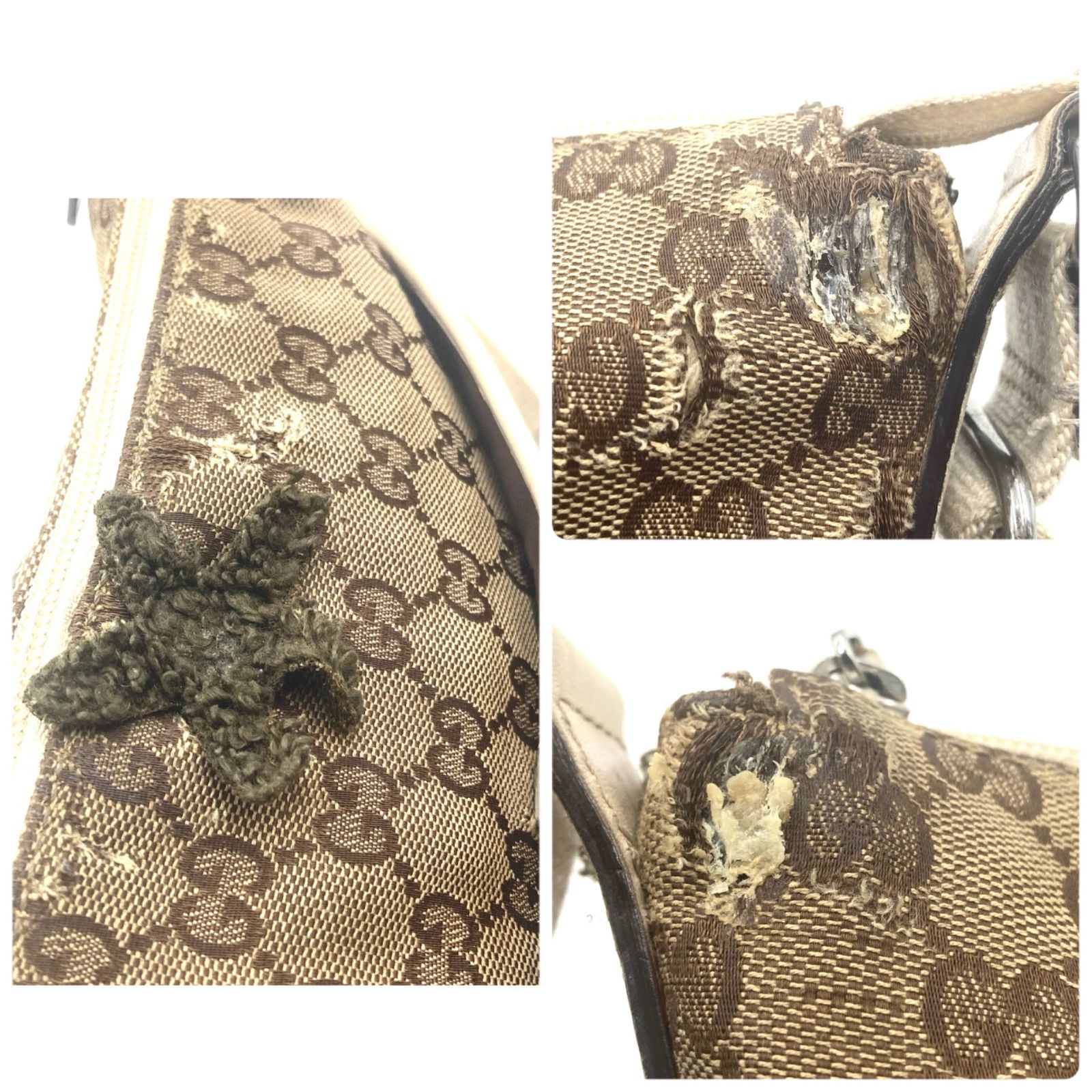 □希少□GUCCI グッチ GGキャンバス×レザー 花柄アップリケ付きワン 