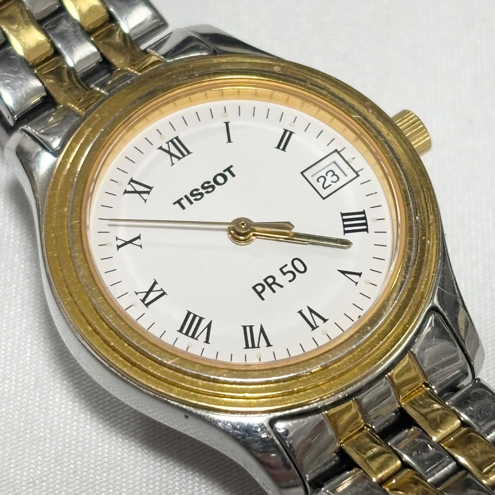 送料無料】TISSOT/ティソ/PR50/ホワイト×シルバー×ゴールド/デイト 