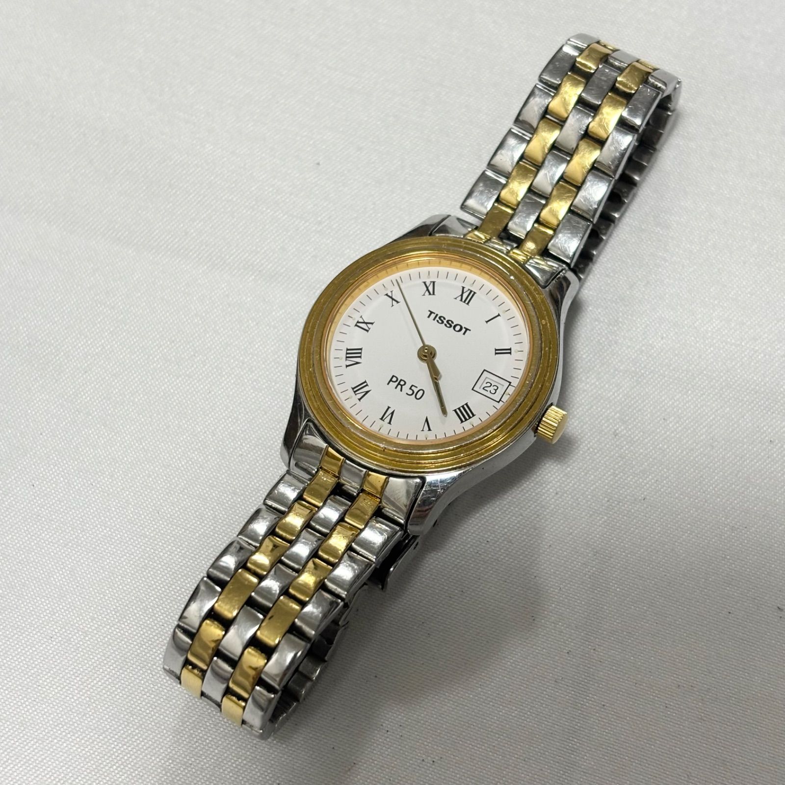 送料無料】TISSOT/ティソ/PR50/ホワイト×シルバー×ゴールド/デイト 