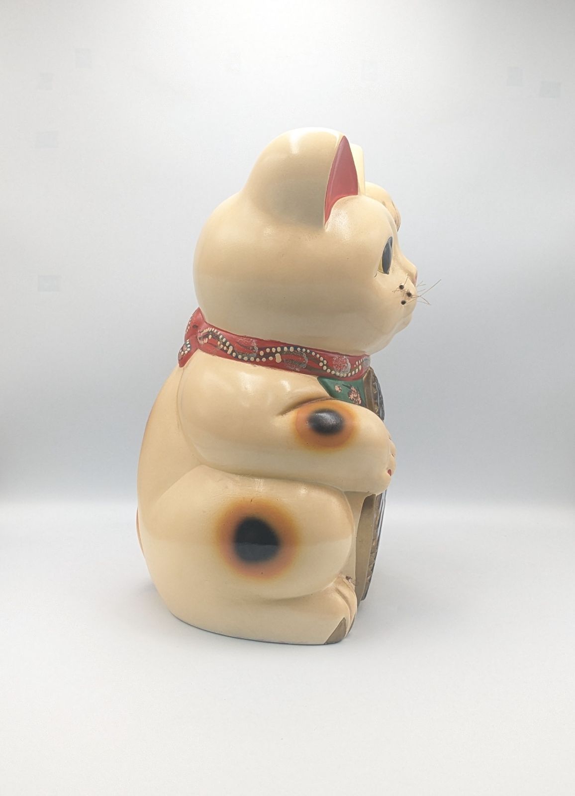 縁起物 招き猫 左手上げ 置物 貯金箱 陶器製 アンティーク 骨董 商売