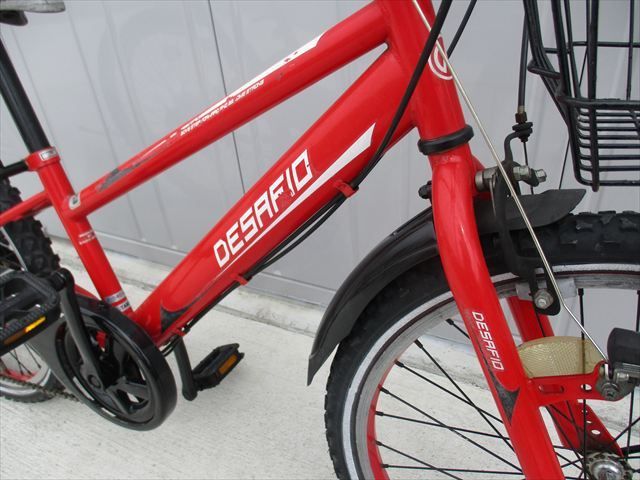 F46　★7000円★整備済み 中古子供自転車 【22インチ　赤　後ろ泥除けなし 】 F46☆7000円☆整備済み 中古子供自転車 【22インチ赤後ろ泥除けなし