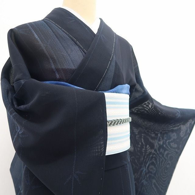 ❁tomihisa❁新品 紗紬 蜻蛉 勝ち虫 夏着物 正絹 仕付け糸付 ワイド