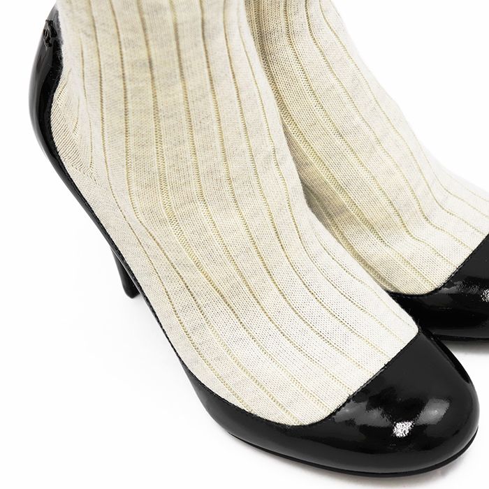 美品】CHANEL シャネル ソックスドッキングエナメルパンプス サイズ 37