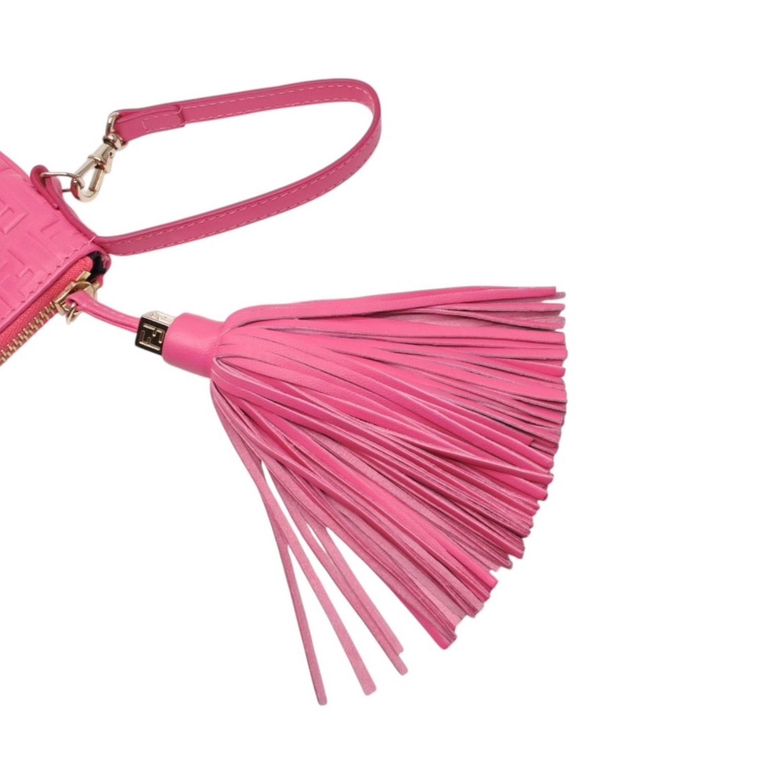 極美品 FENDI フェンディ フリンジポーチ ミニ 8M0244 2220-BRF-108 ピンク ゴールド金具 レザー 中古 4a001112 極美品 FENDI フェンディ フリンジポーチ ミニ 8M0244 2220-BRF-108