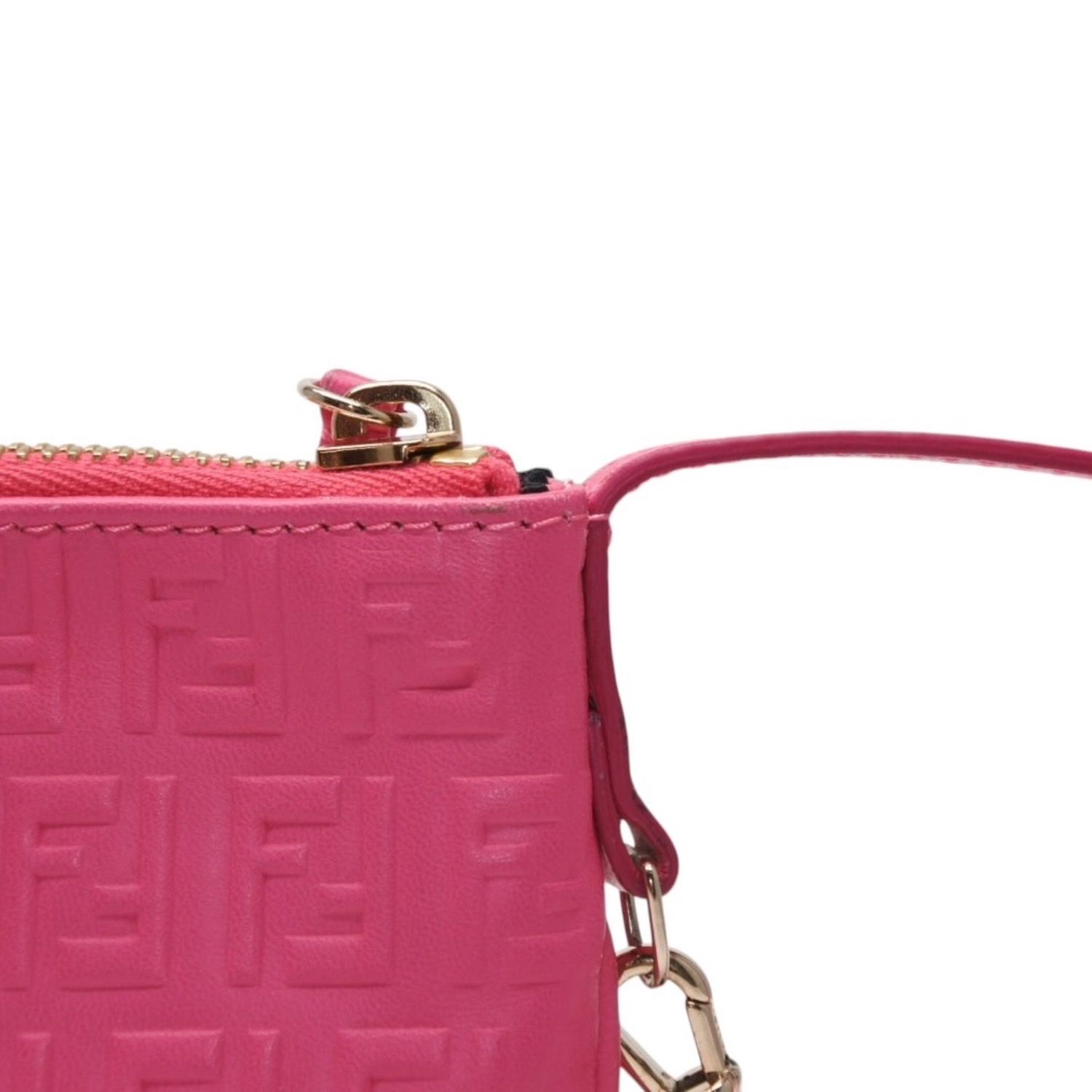 極美品 FENDI フェンディ フリンジポーチ ミニ 8M0244 2220-BRF-108 ピンク ゴールド金具 レザー 中古 4a001112 FENDI - 極美品 FENDI フェンディ フリンジポーチ ミニ 8M0244 2220