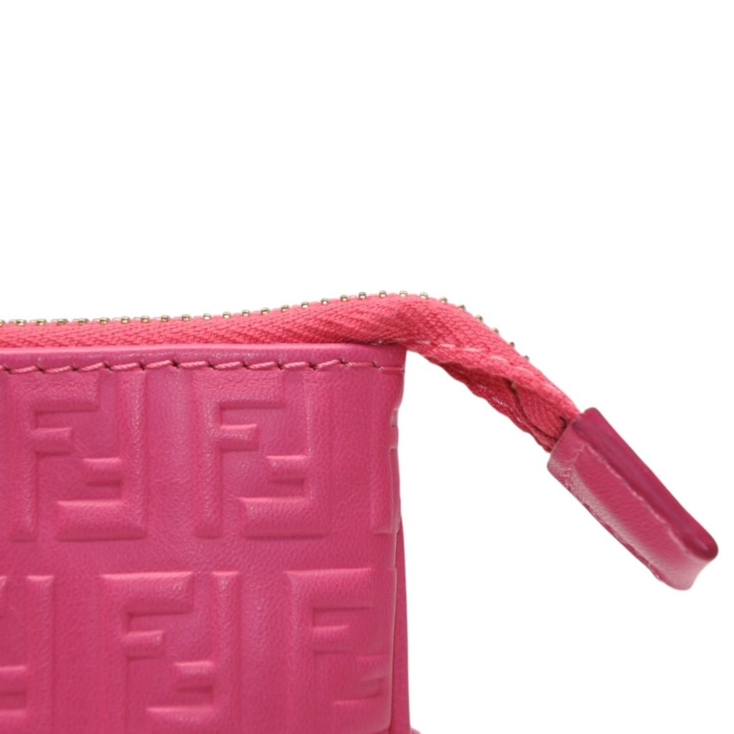 極美品 FENDI フェンディ フリンジポーチ ミニ 8M0244 2220-BRF-108 ピンク ゴールド金具 レザー 中古 4a001112 FENDI - 極美品 FENDI フェンディ フリンジポーチ ミニ 8M0244 2220