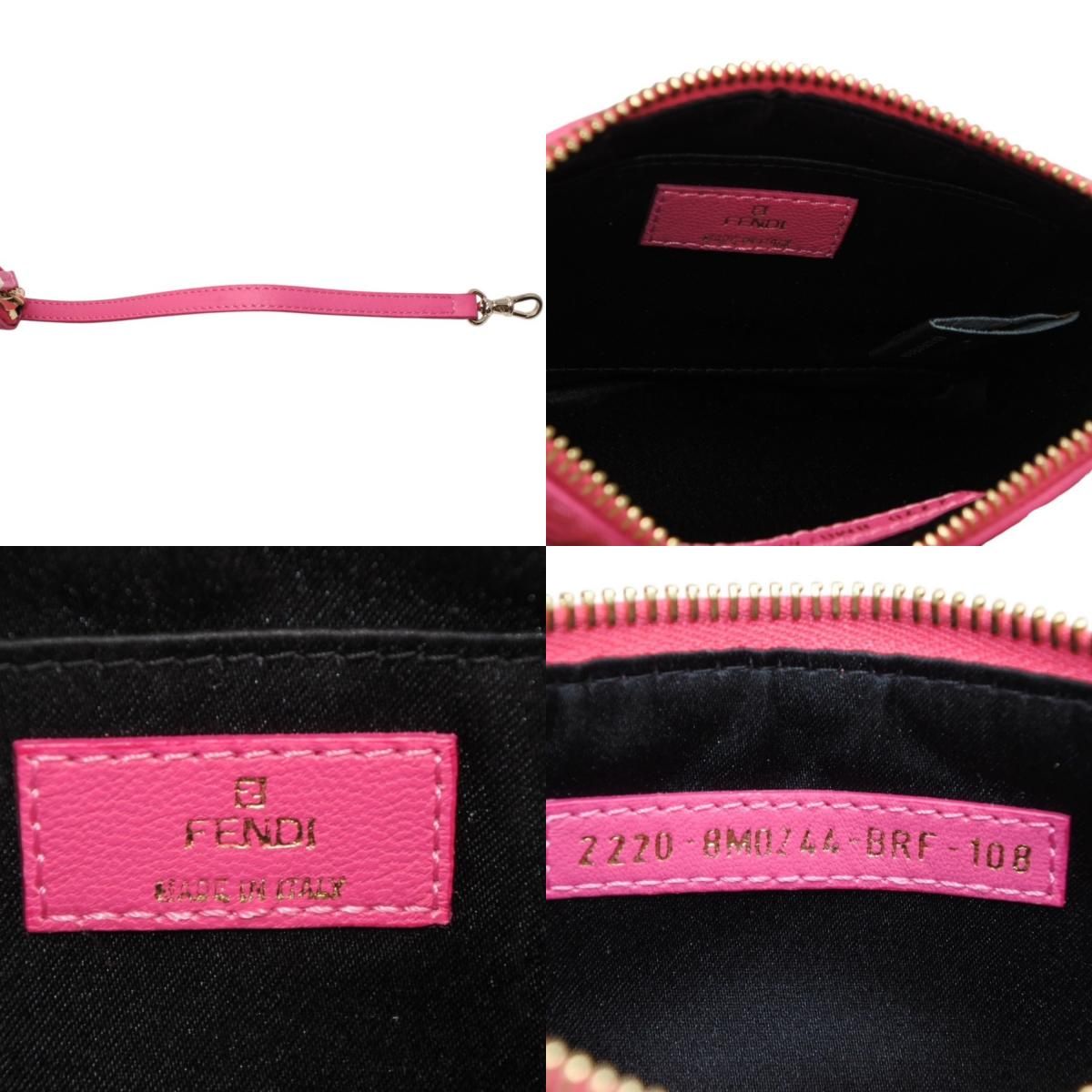 極美品 FENDI フェンディ フリンジポーチ ミニ 8M0244 2220-BRF-108 ピンク ゴールド金具 レザー 中古 4a001112 極美品 FENDI フェンディ フリンジポーチ ミニ 8M0244 2220-BRF-108
