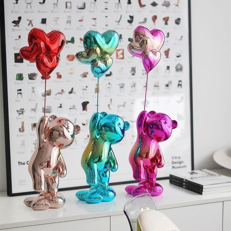 インテリア雑貨 インテリア小物 ベア 熊 くま グッズ かわいい 置物 ハート おしゃれ プレゼント ギフト 小物 メタリック オブジェ カラフ