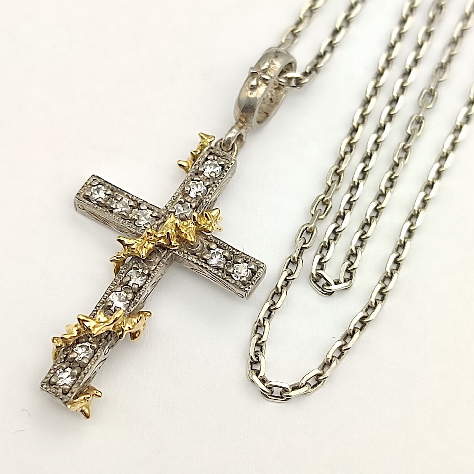 ローリーロドキンペンダント&タブルビー石　両方ともシルバー925です ローリーロドキン LOREE RODKIN K18WG無垢製ラージゴシック クロス