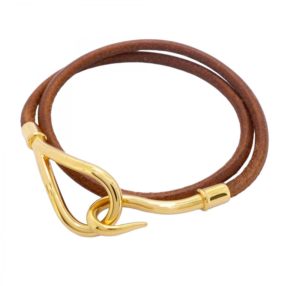 エルメスレザー ゴールド フックブレスレット 6jdb0419-k】エルメス ブレスレット ジャンボフック GPメッキ レザー