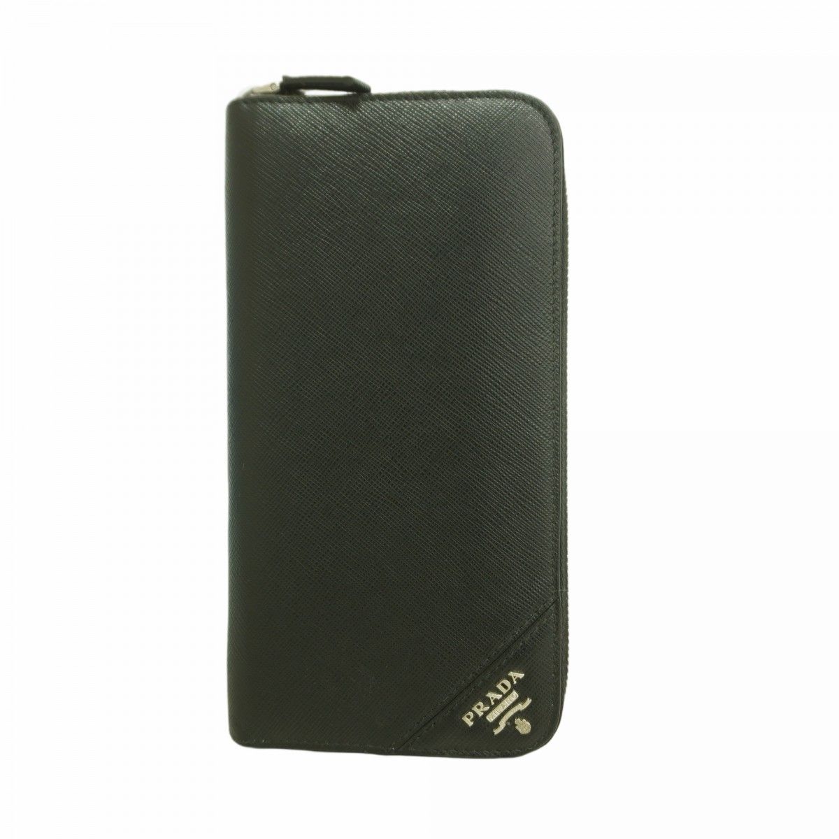 ★SALE【6cd4473-k】プラダ 長財布 サフィアーノ レザー ブラック シルバー金具【中古】レディース PRADA（プラダ） ダブルジップ オーガナイザー 長財布 ブラック