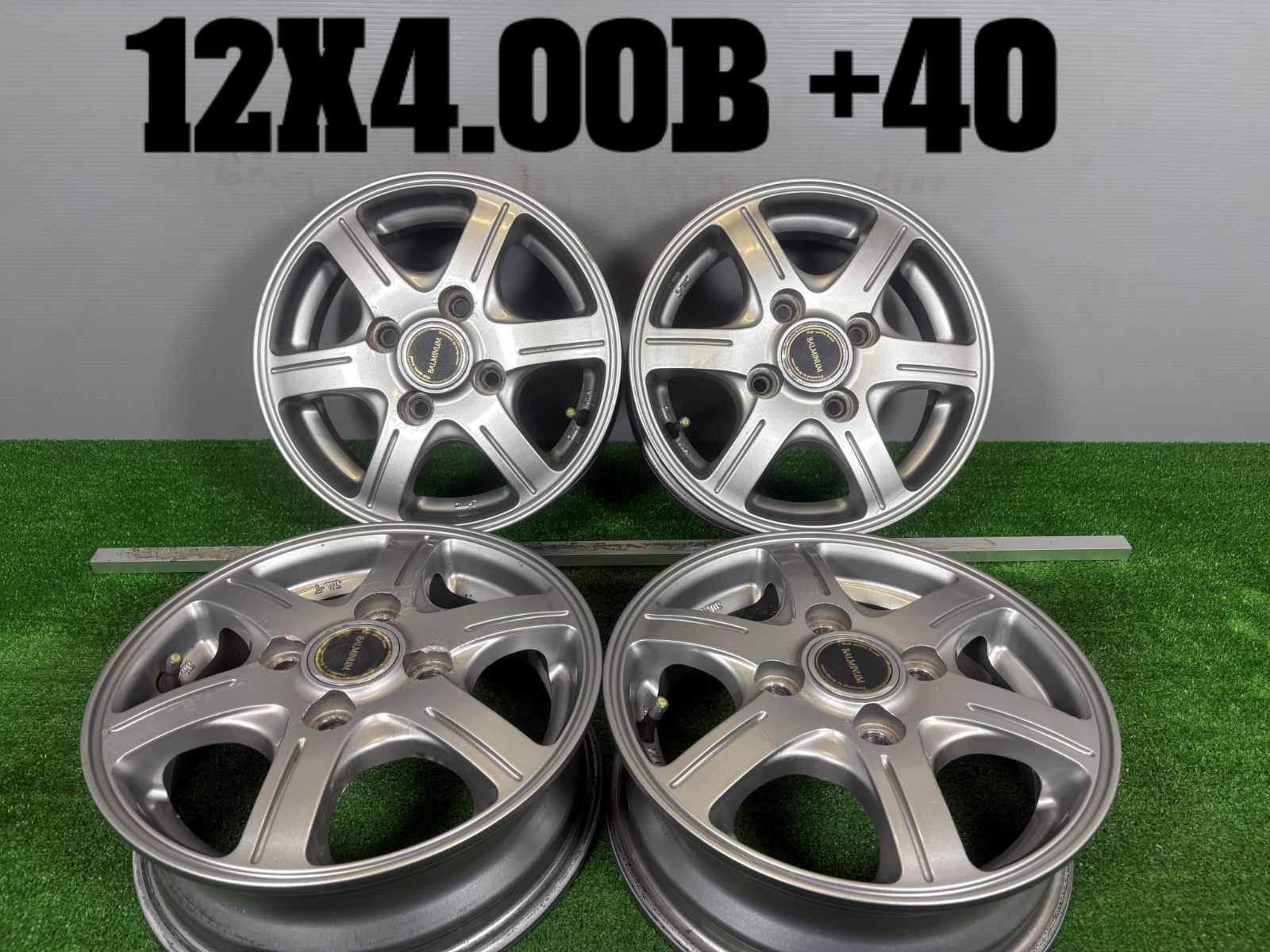 送料無料★12x4.00B +40 4穴 PCD100 BALMINUM 4本 中古 アルミ ホイール TB1204