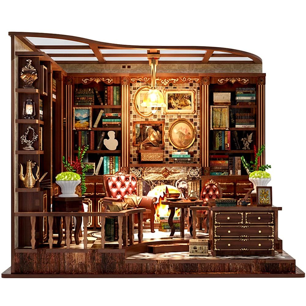 moin moin ドールハウス ミニチュア 手作りキット セット 書斎 木製 3D