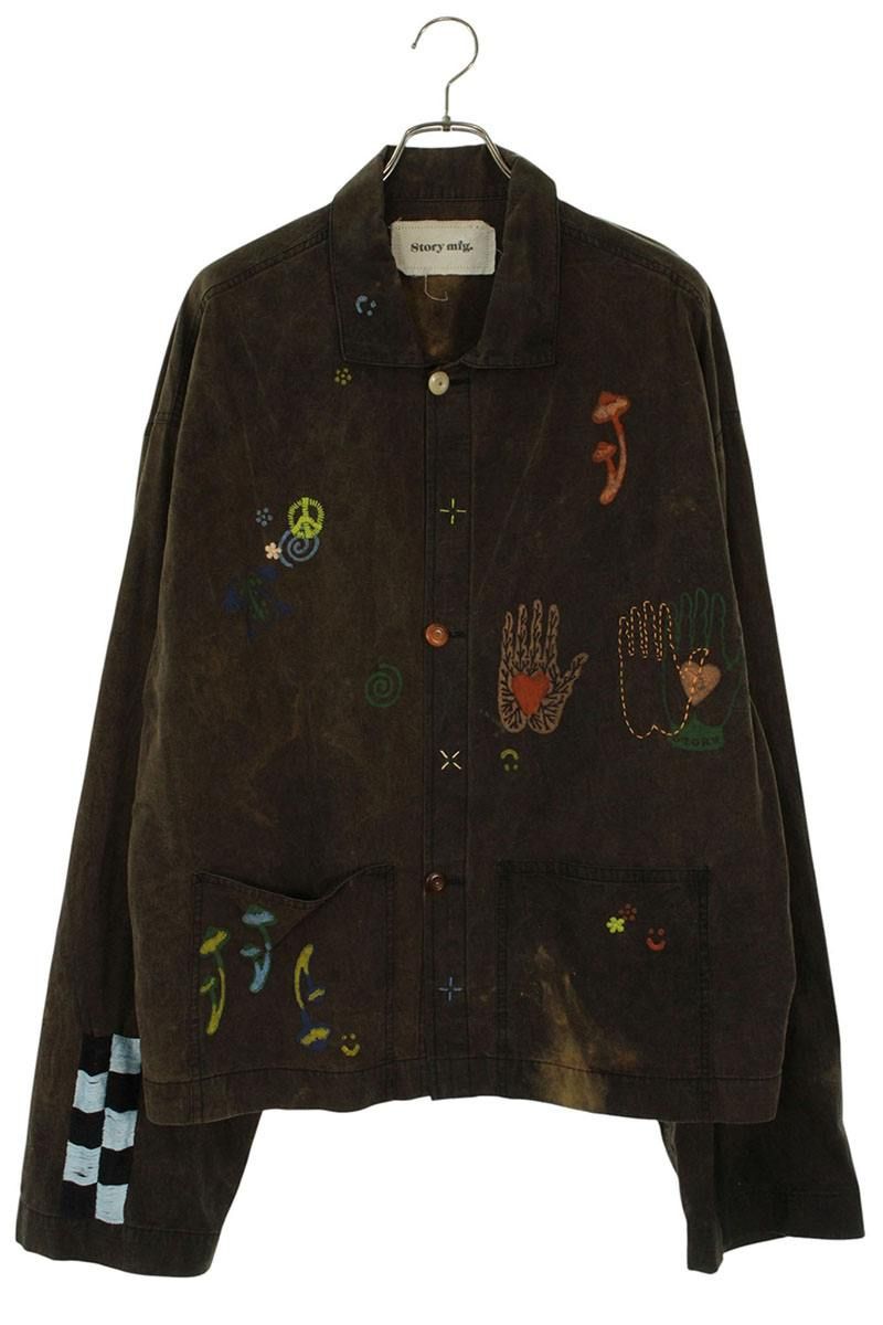 Story mfg カバーオール　ジャケット ストーリーエムエフジー 染め加工刺繍デザインカバーオールジャケット