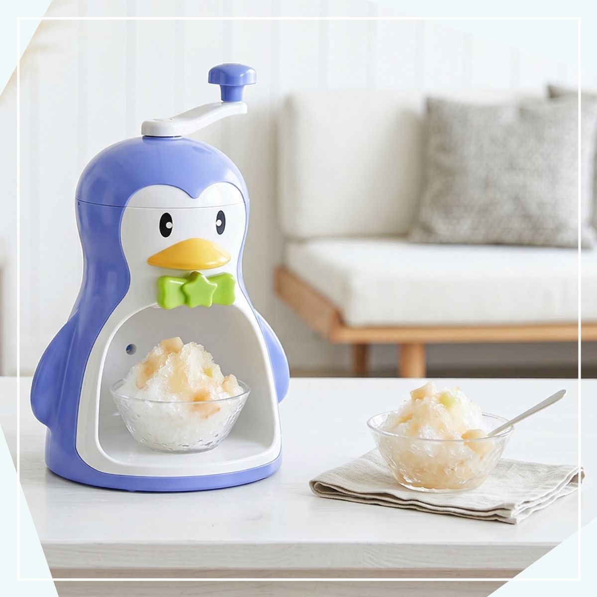 かき氷器 手動 ペンギン 手動かき氷器 日本製 ブルー ブラック 幅210