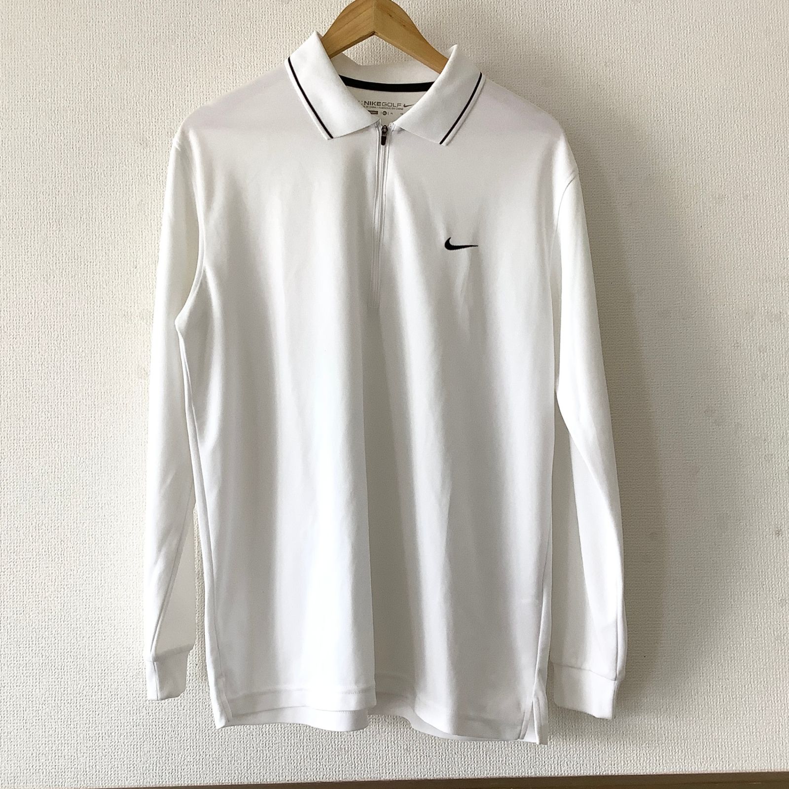 NIKEGOLF ナイキゴルフ 長袖 ポロシャツ ホワイト 刺繍ロゴ XLサイズ 