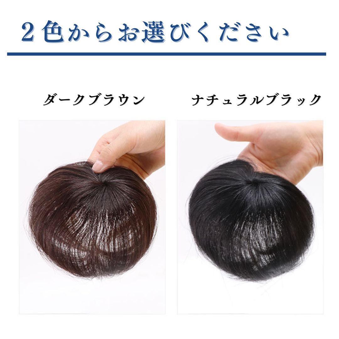 頭頂部 ウィッグ 人毛 100％ ヘアピース ダークブラウン ブラック 部分