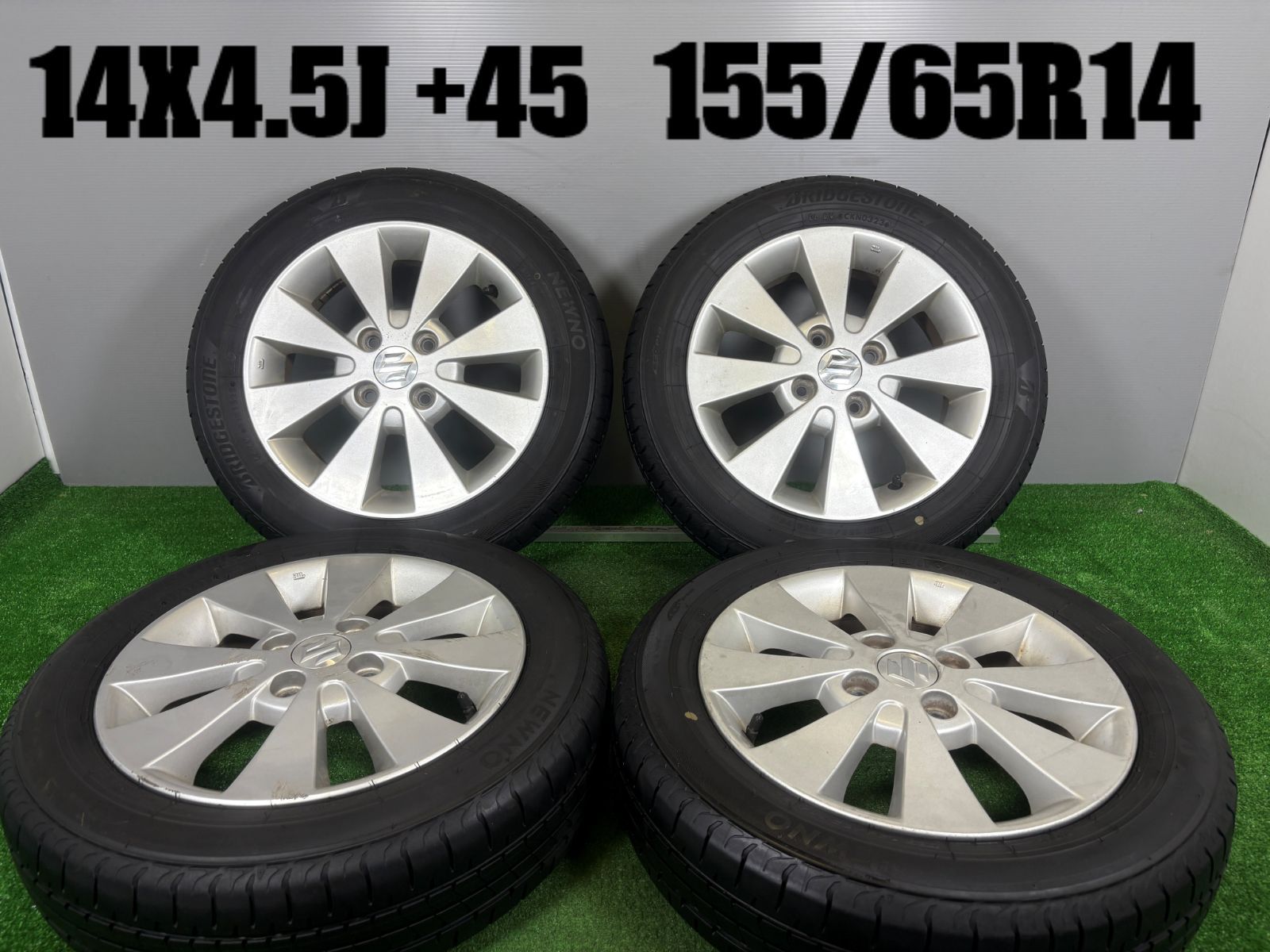 送料無料☆14x4.5J +45 4穴 PCD100 155/65R14 ブリヂストン NEWNO 4本