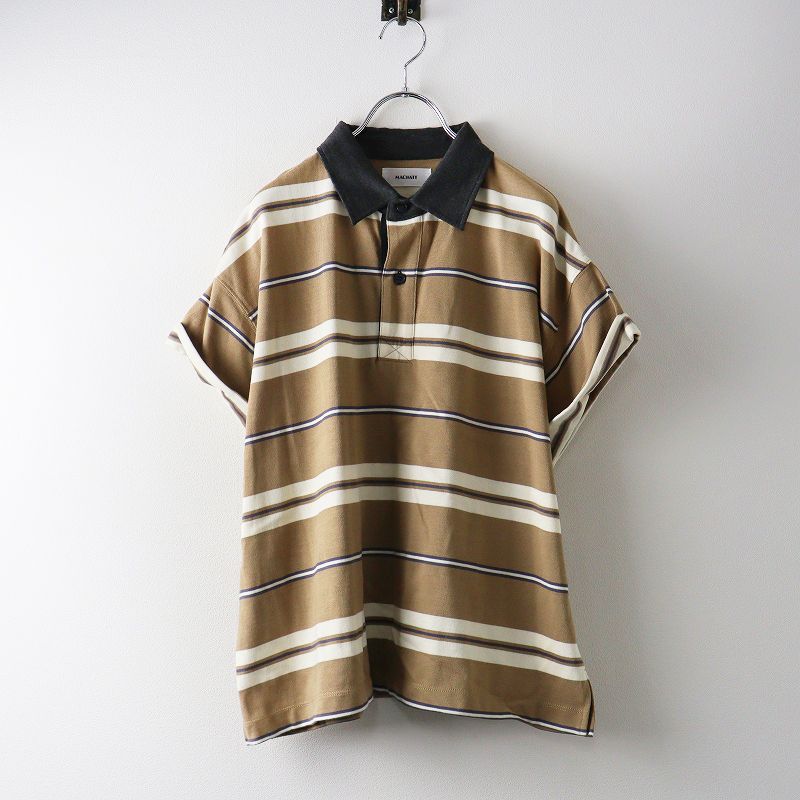MACHATT マチャット　ボーダーラガーシャツ　ベージュ マチャット MACHATT ボーダーラガーシャツ ｜ベージュ トップス