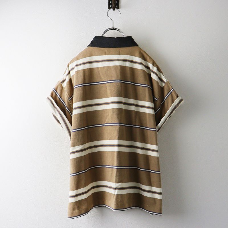 MACHATT マチャット　ボーダーラガーシャツ　ベージュ マチャット MACHATT ボーダーラガーシャツ ｜ベージュ トップス