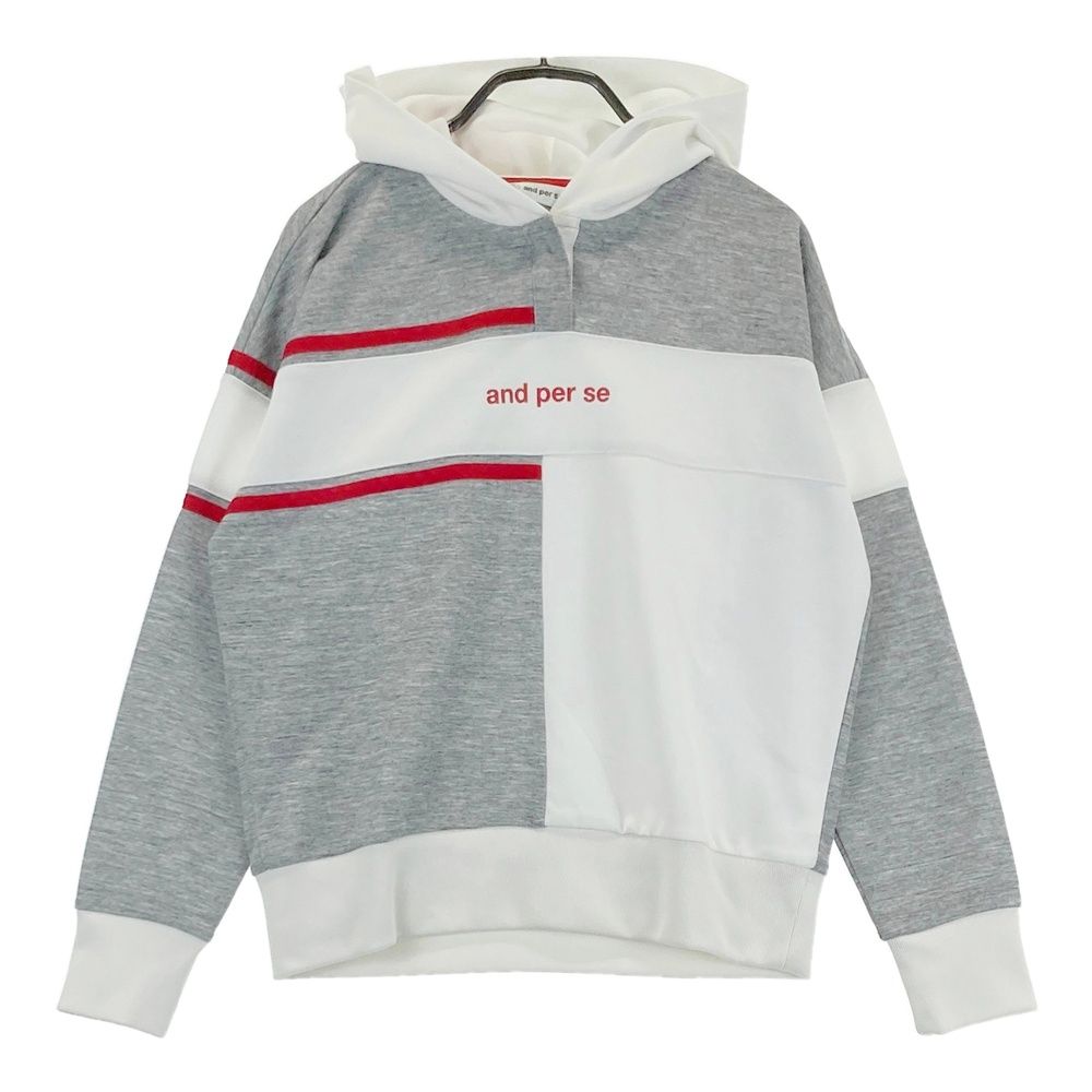 パーシーです₊⁎⁺˳✧༚ サイズ：M AND PER SE アンパスィ プルオーバーパーカー グレー系