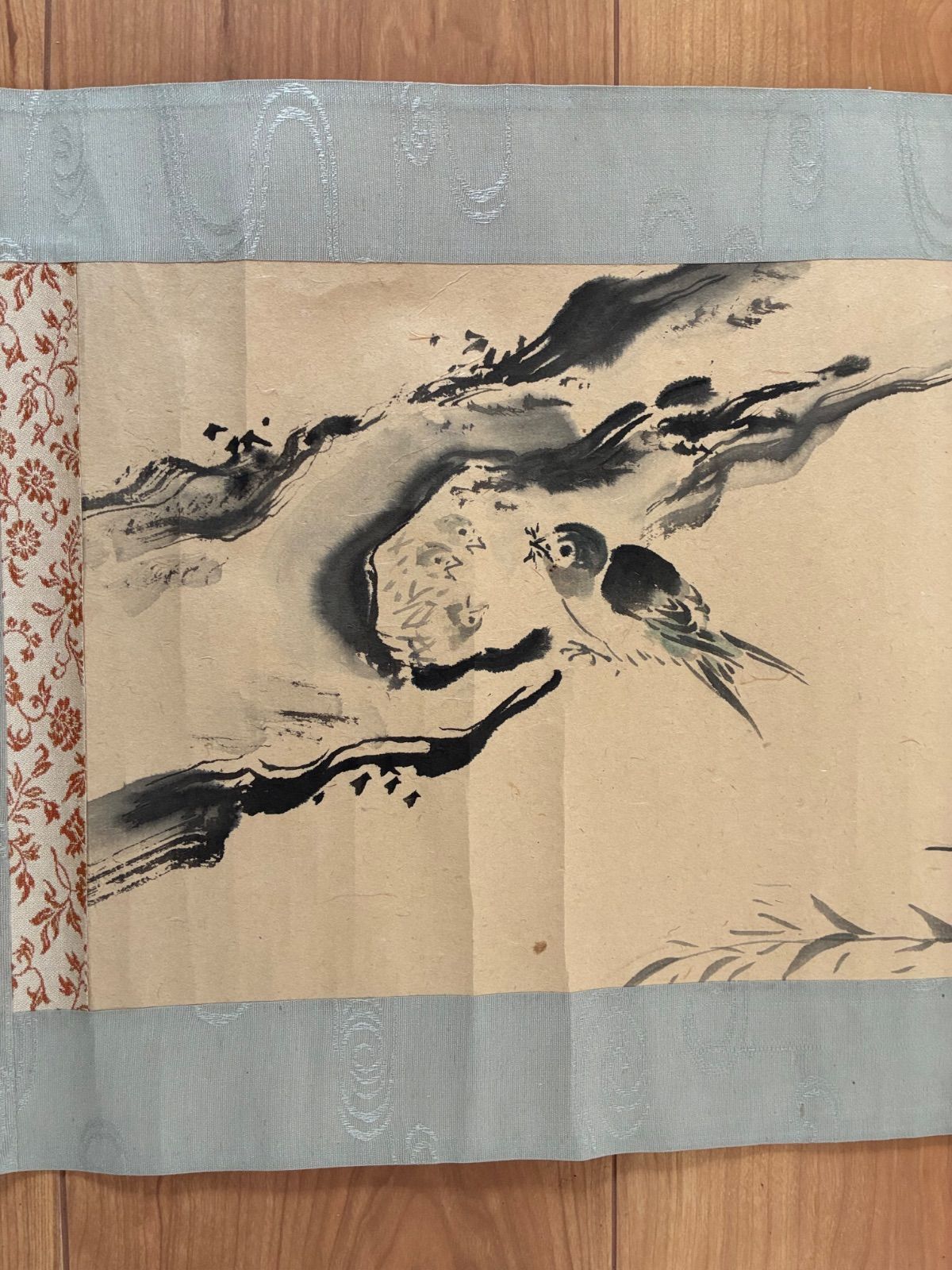 古美術 掛軸 水墨画 柳に燕 柳燕図 茶道具 茶室 掛物 日本画