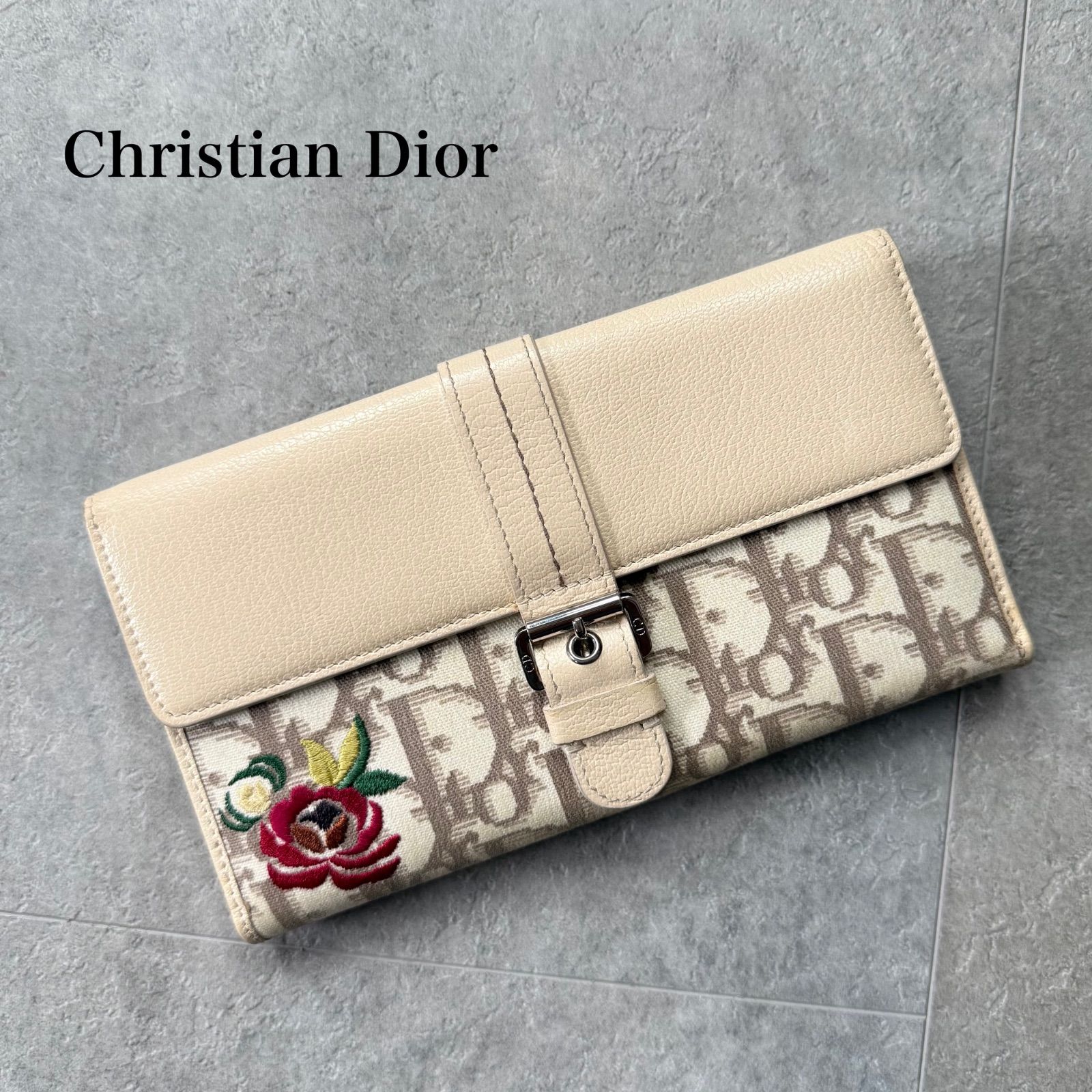 Christian Dior トロッター 二つ折り財布キャンバス×レザー