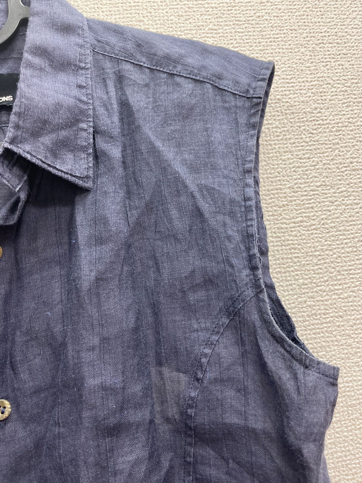 28. tricot COMME des GARCONS トリココムデギャルソン　ノースリーブ　シャツ　ネイビー　レディース　麻