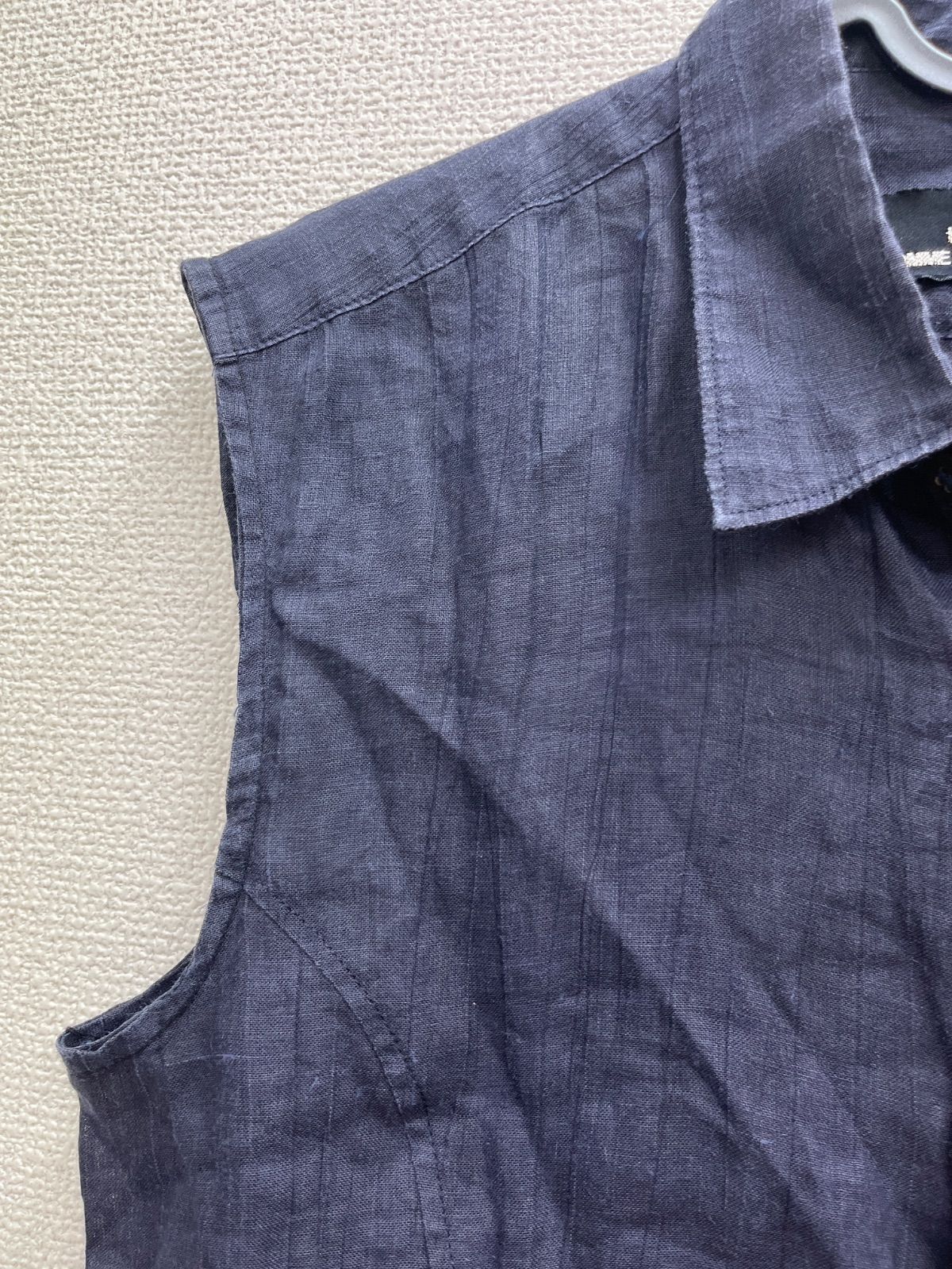 28. tricot COMME des GARCONS トリココムデギャルソン　ノースリーブ　シャツ　ネイビー　レディース　麻