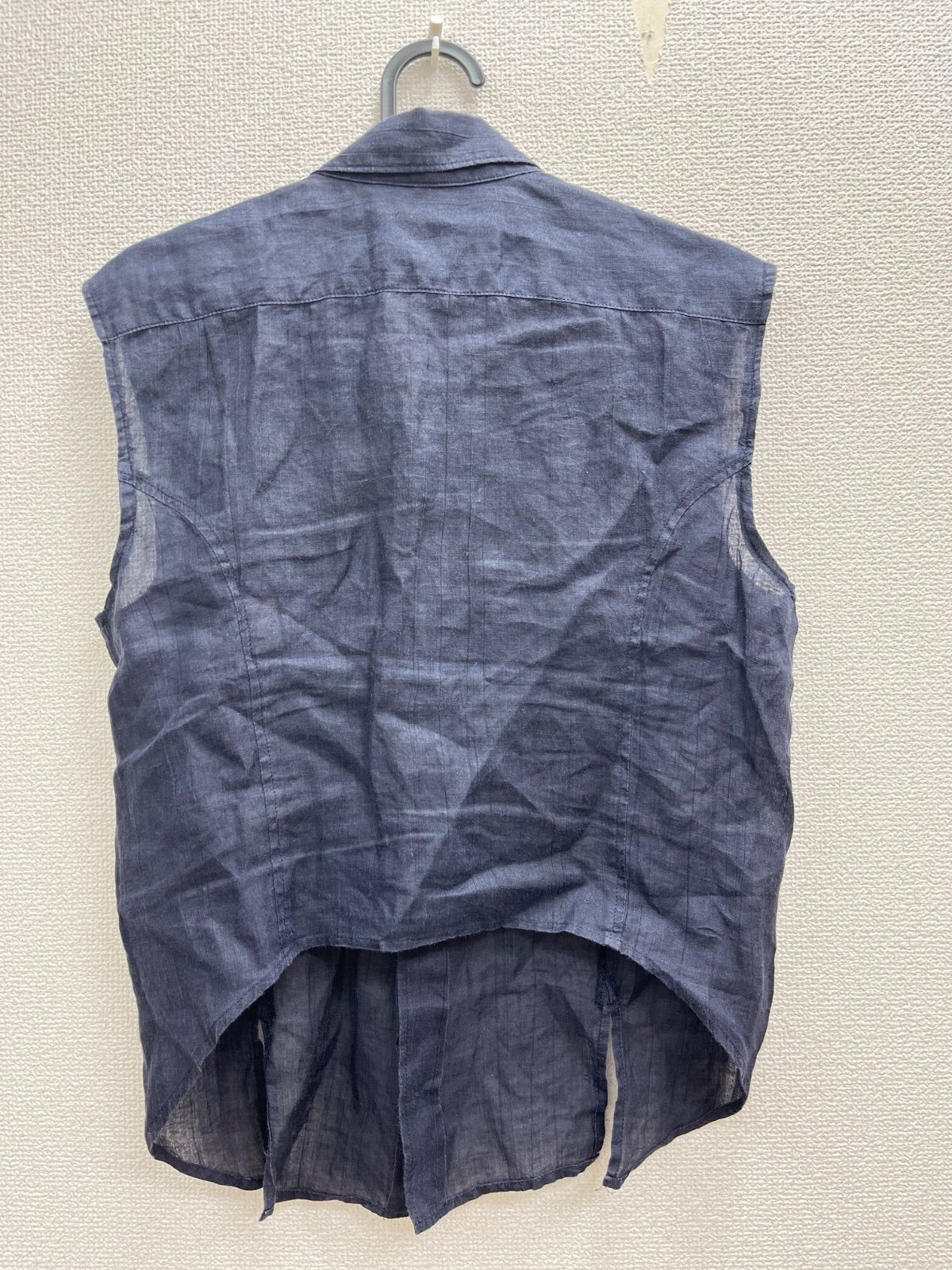28. tricot COMME des GARCONS トリココムデギャルソン　ノースリーブ　シャツ　ネイビー　レディース　麻
