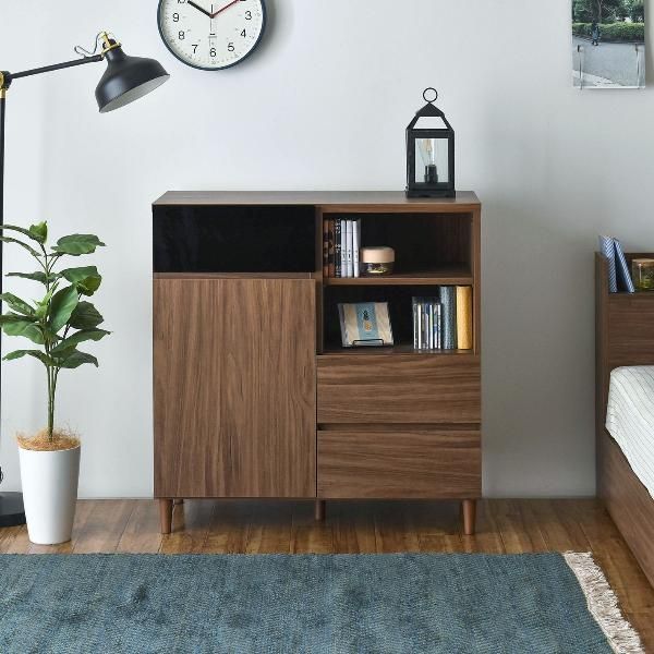 ♪引出し付 オープンキャビネット ［幅89cm］　　　　リビング収納 収納家具 チェスト キャビネット 引出し収納 1人暮らし 姫系 新生活 模様替え 引越し