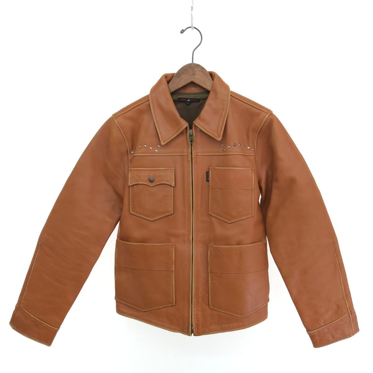 メンズ 一点物 Paul Smith テーラードジャケット M ブラウン レザー 羊革