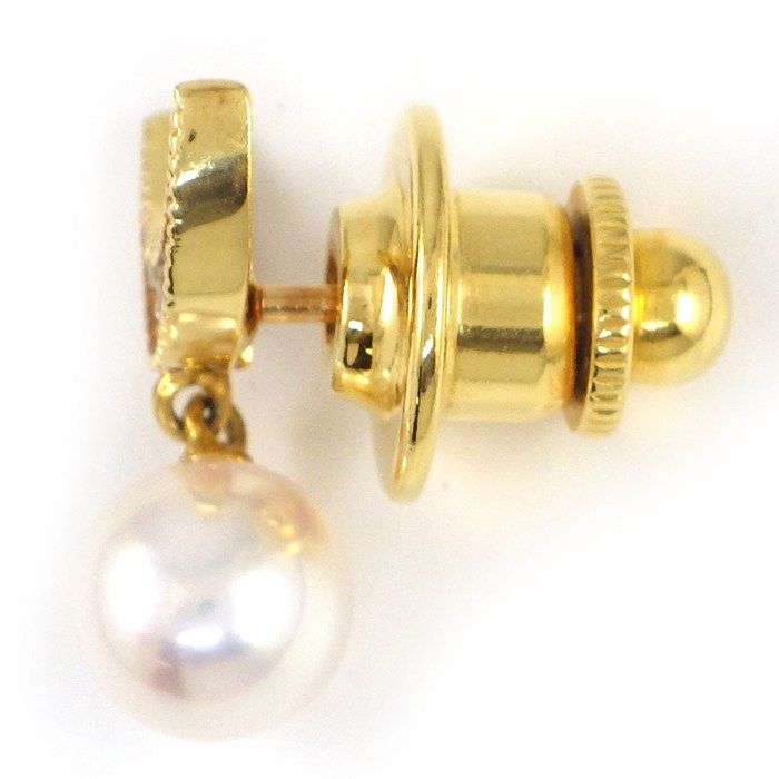 超美品 ミキモト K18WG パール ブローチ ダイヤ ムーン ピンブローチ ミキモト MIKIMOTO ピンブローチ ムーン 月モチーフ パール 6.9mm珠