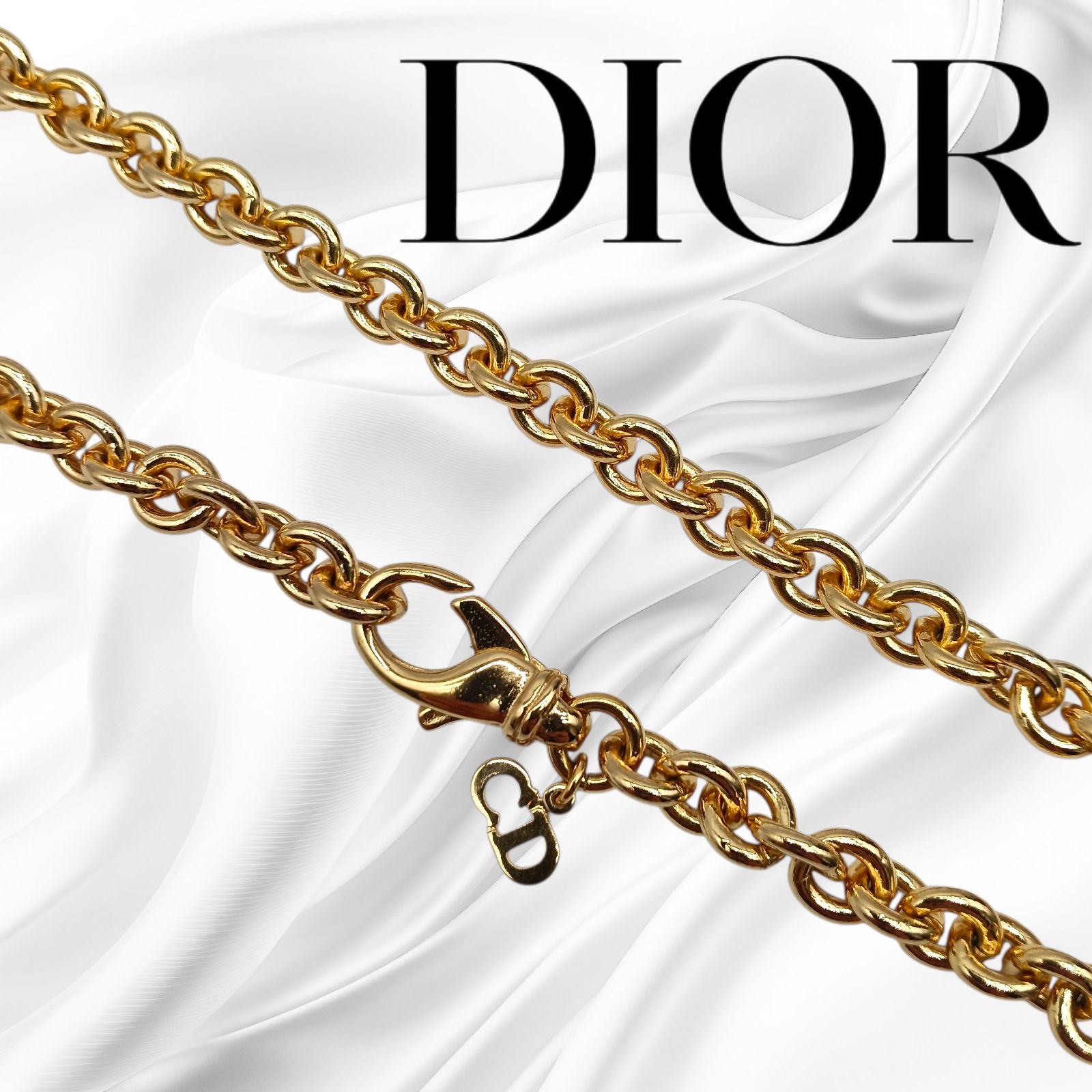 Christian Dior　クリスチャンディオール　ネックレス　チェーン　ゴールド　ジュエリー　CDチャーム　ヴィンテージ