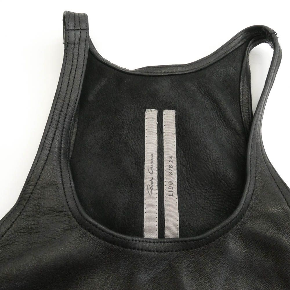 Rick Owens リックオウエンス 24SS RP01D2121-LNV LIDO期 ノースリーブ レザー タンクトップ ブラック系 40【中古】 Rick Owens リックオウエンス 24SS RP01D2121-LNV LIDO期 ノースリーブ