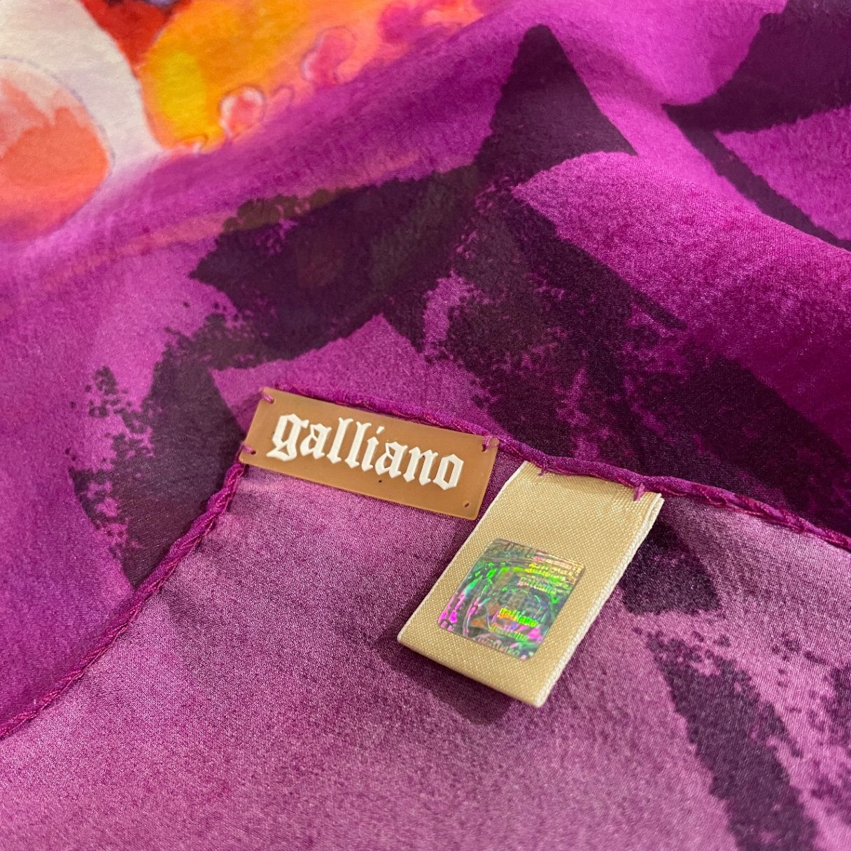 John Galliano アートプリントロゴシルクストール スカーフ マフラー