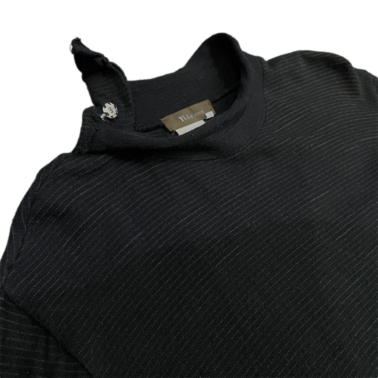 Y's for men カットオフハイネック細ボーダーリブTシャツ カットソー タートルネック Archive Yohji Yamamoto Pour Homme Y's for men カットオフハイネック細ボーダーリブTシャツ カットソー